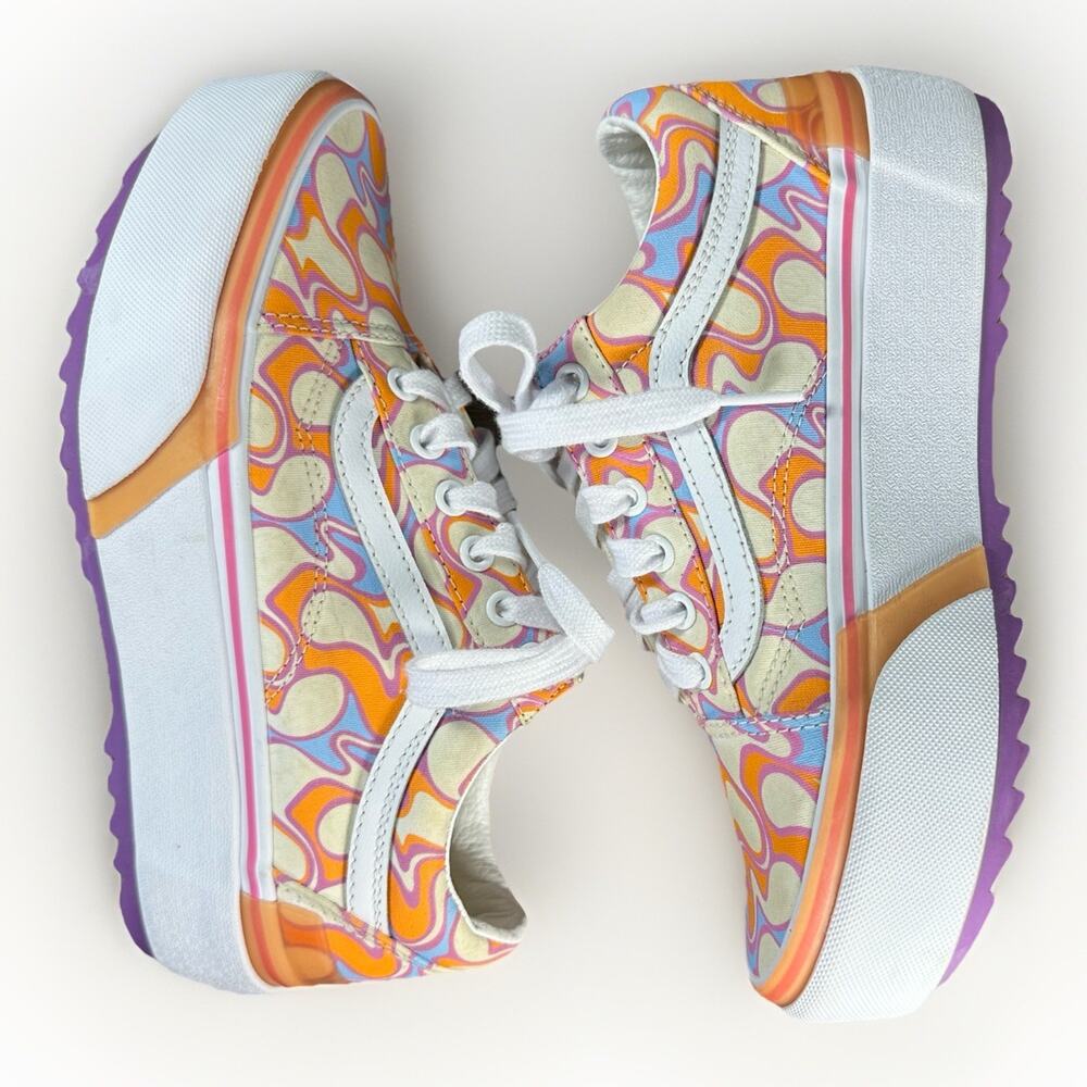 Vans Old Skool Stacked UV Activated Peace Sign Platform Sneakers Women's SZ 7 - Picture 4 of 11